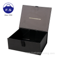 Customized golden foil ribbon black cardboard foldable box